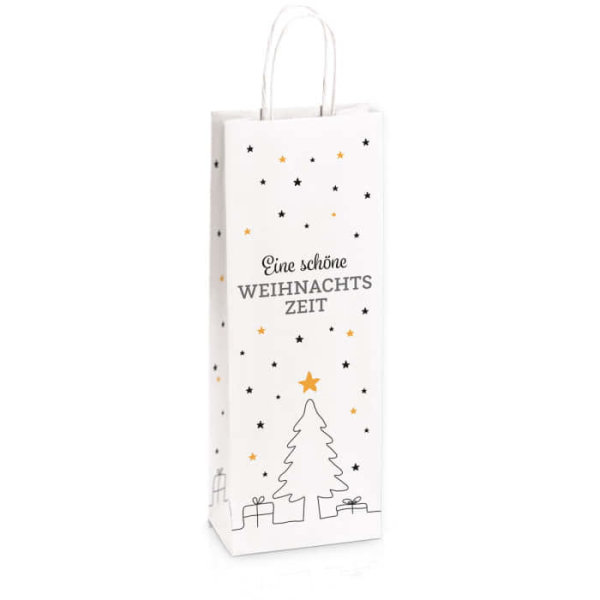 Weihnachtszeit - Einkaufstasche aus Kraftpapier Bottle - 10 St.